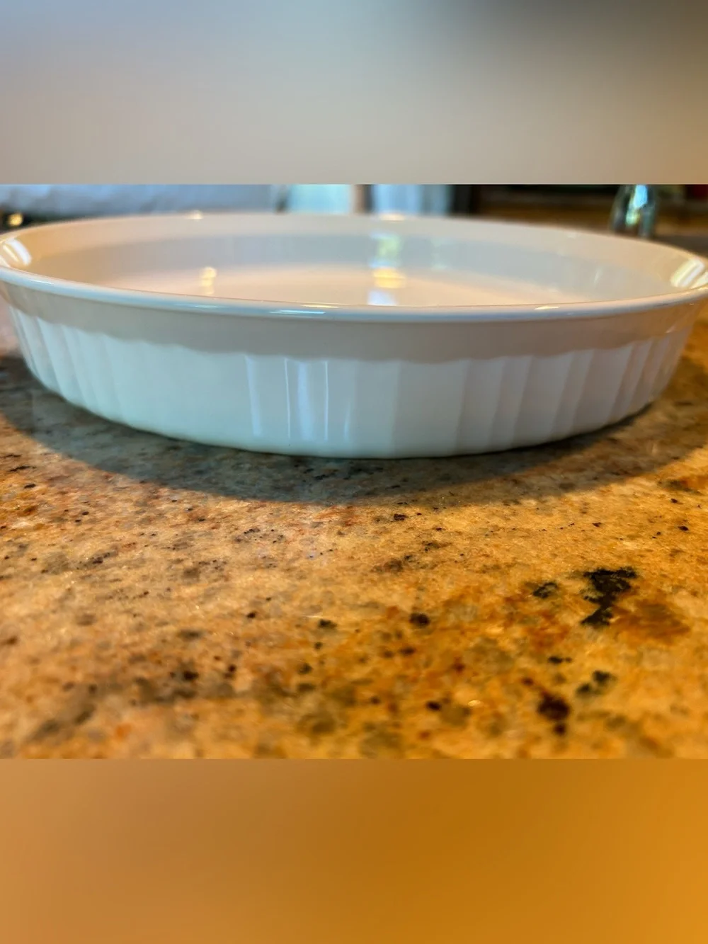 Corningware French White #F-3-B Ribbed Round Open Pyroceram Glass 10” Pie Dish